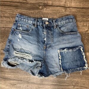 BDG Blue Distressed Jean Shorts High-Waisted
